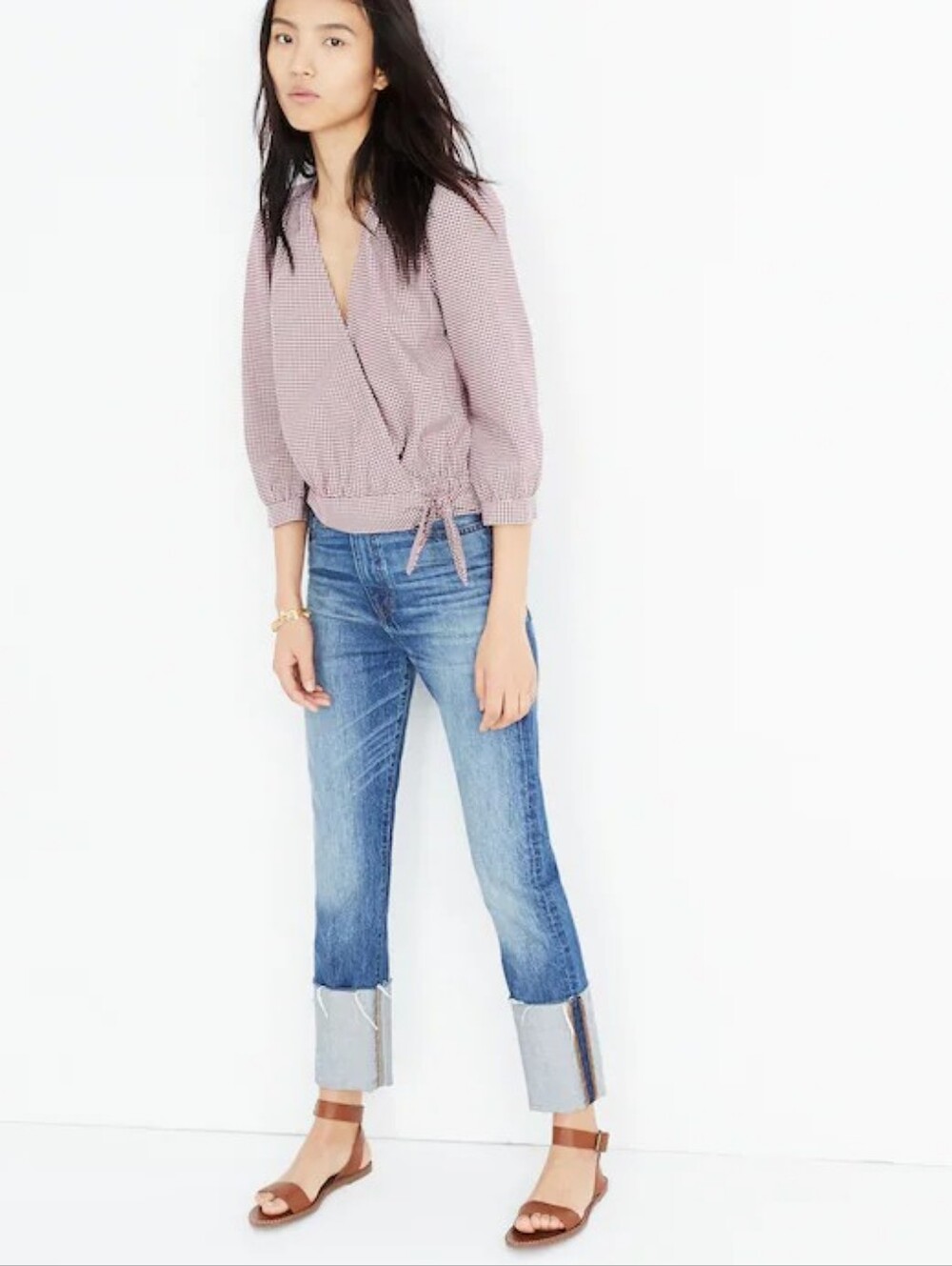 Madewell Mid-Blue Cropped Cuffed Jeans